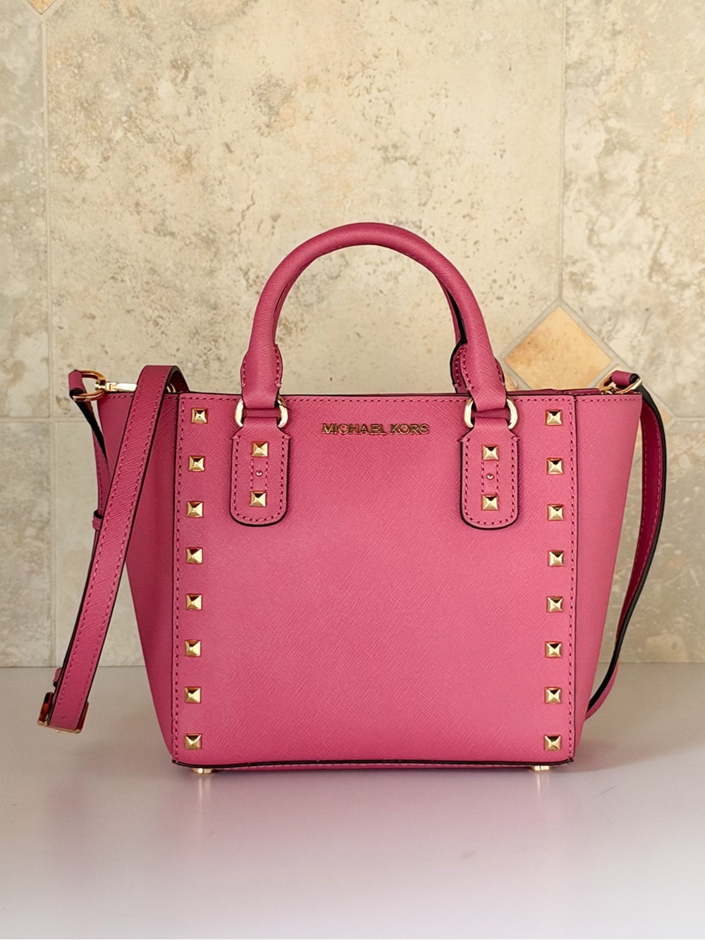 Michael Kors Sandrine SM Satchel Shoulder Bag Tulip Pink